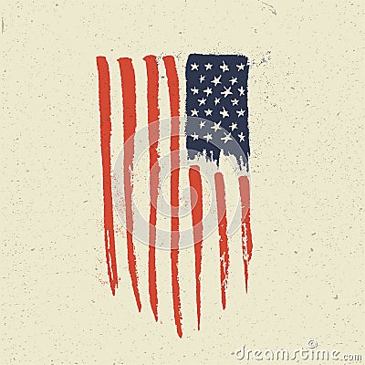 Hand Drawn American Flag. Grunge vintage styled vector illustration. Vector Illustration