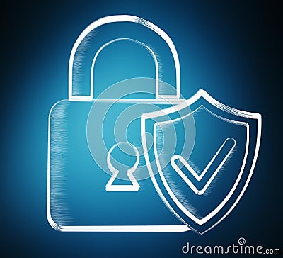 Hand-drawn antivirus system sketch Stock Photo