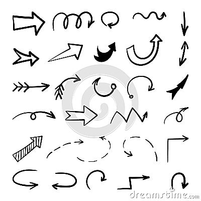 Hand drawn arrow set. Handdrawn vector icons Vector Illustration