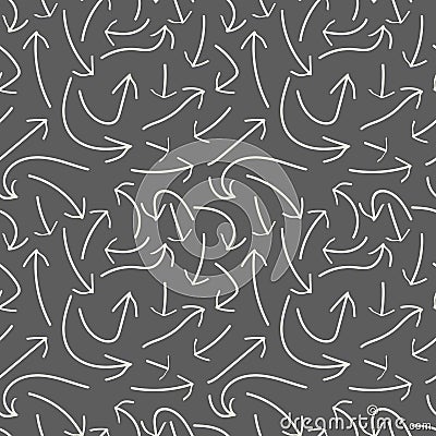 Hand drawn arrows seamless pattern on gray background. Creative abstract background. Vector illustration. eps 10 Cartoon Illustration