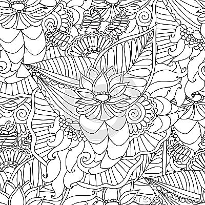 Hand drawn artistic ethnic ornamental patterned floral frame. Vector Illustration