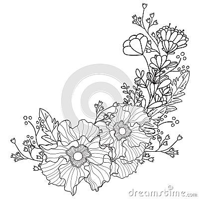 Hand drawn artistic ethnic ornamental patterned floral frame in zentangle stule. Vector Illustration