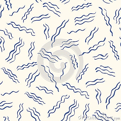 Hand Drawn Artsy Waves Vector Seamless Pattern Vector Illustration