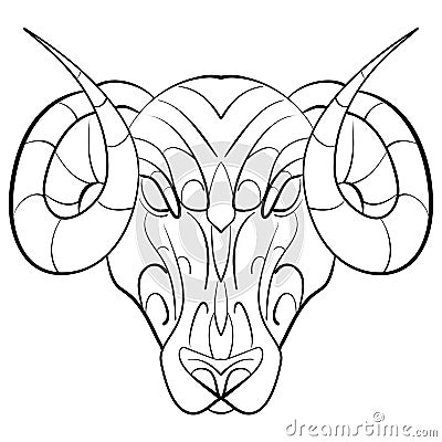 Hand drawn astrological zodiac sign Ram Vector Illustration