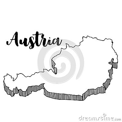 Hand drawn of Austria map, illustration Stock Photo