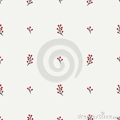 Hand drawn autumn seamless pattern made of berries. Wrapping paper. Abstract vector background. Floral illustration Vector Illustration