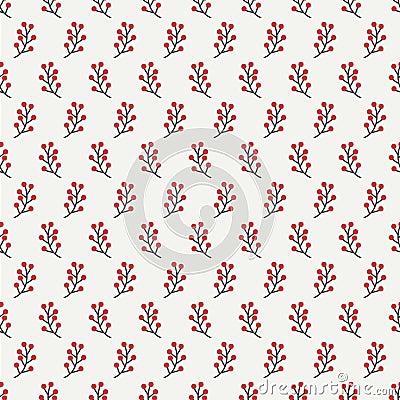 Hand drawn autumn seamless pattern made of berries. Wrapping paper. Abstract vector background. Floral illustration Vector Illustration