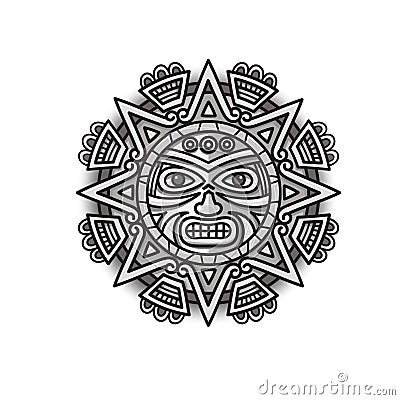 hand drawn Aztec sun ethnic symbol Vector Illustration