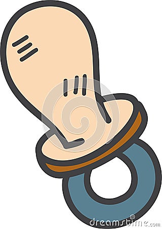 Hand Drawn baby sucking pacifier illustration Vector Illustration