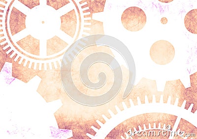 Hand drawn background with gear wheel in pink colors. Stock Photo