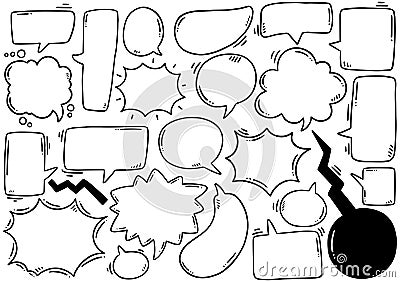 0073 hand drawn background Set of cute speech bubble in doodle style Vector Illustration