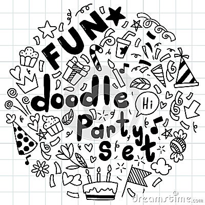 Hand drawn background Set of cute speech bubble eith text in doodle style Vector Illustration