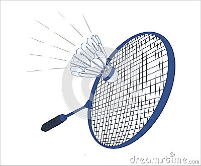 Hand drawn Badminton racket and shuttlecock. Vector illustration of equipments for playing badminton game sport Vector Illustration