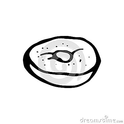 Hand-drawn bagel doodle. Vector Illustration