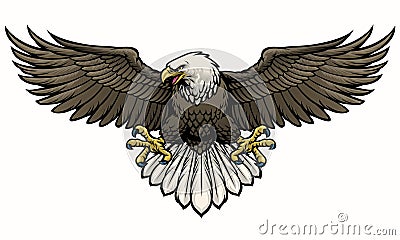 Hand drawn bald eagle spreading the wings Vector Illustration