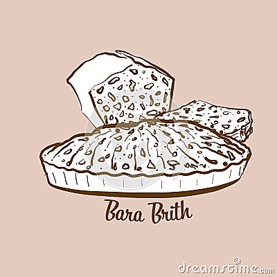 Hand-drawn Bara Brith bread illustration Vector Illustration