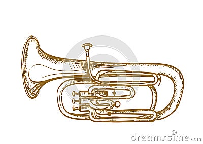 Hand drawn baritone horn Vector Illustration