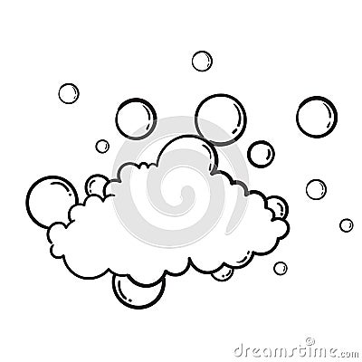 Hand drawn Bath foam soap with bubbles isolated. shampoo and soap foam lather doodle style Vector Illustration