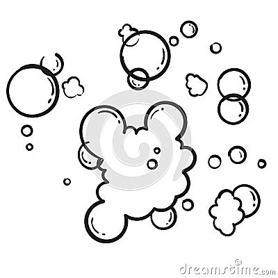 Hand drawn Bath foam soap with bubbles isolated. shampoo and soap foam lather doodle style Vector Illustration