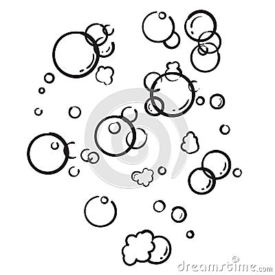 Hand drawn Bath foam soap with bubbles isolated. shampoo and soap foam lather doodle style Vector Illustration