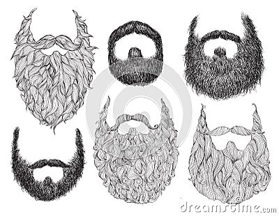 Hand Drawn Beard Set Vector Illustration