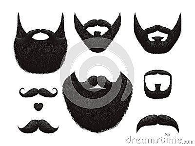 Hand drawn beards and mustaches vector collection Vector Illustration