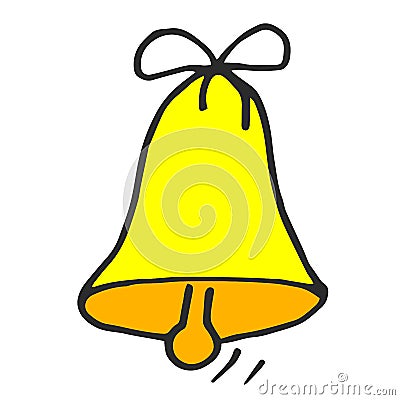 Hand drawn bell doodle vector cartoon icon Cartoon Illustration