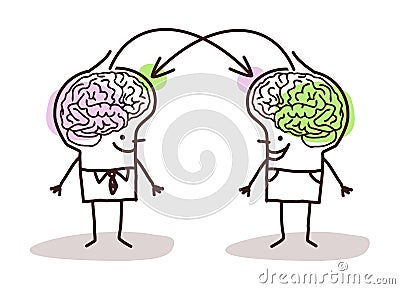 Big Brain Men exchanging Ideas Vector Illustration