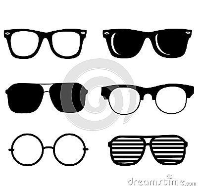 Hand drawn black sunglasses set isolalet on white background, vector illustration Vector Illustration