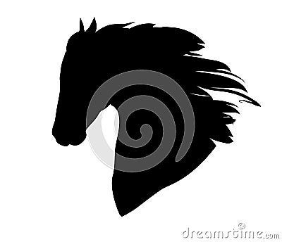 Hand drawn black vector horse head logo silhouette. Vector Illustration