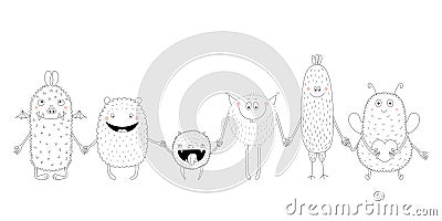 Cute monsters coloring pages Vector Illustration