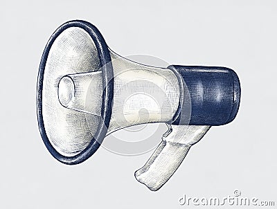 Hand drawn blue megaphone illustration Cartoon Illustration