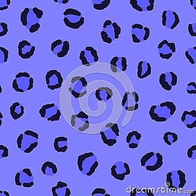Hand-drawn blue seamless vector leopard pattern Vector Illustration