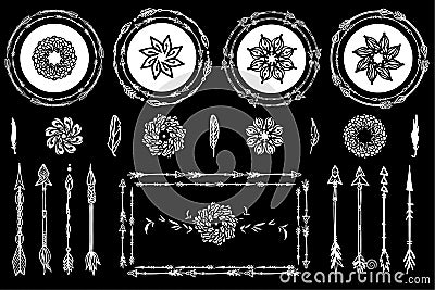 Hand drawn boho design elements Vector Illustration