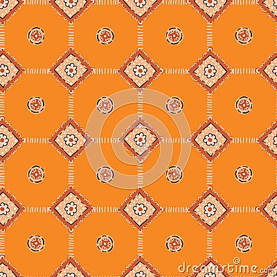 Hand-Drawn Boho Diamonds and Plaid Vector Seamless Pattern Vector Illustration