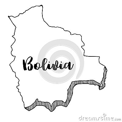 Hand drawn of Bolivia map Cartoon Illustration