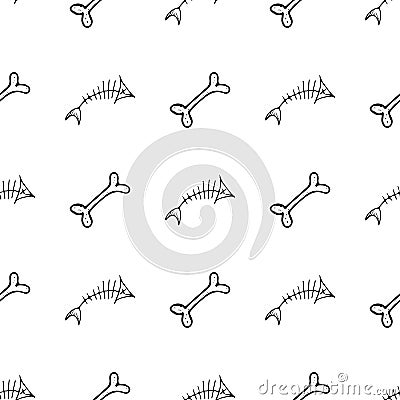 Hand drawn bones seamless pattern for textile design. Bone seamless hand doodle, great design for any purposes. Vector Cartoon Illustration