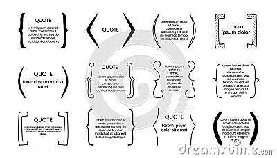 Hand drawn bracket frame. Brackets box template set. Curly braces, square and corner parentheses. punctuation shapes for messages Vector Illustration