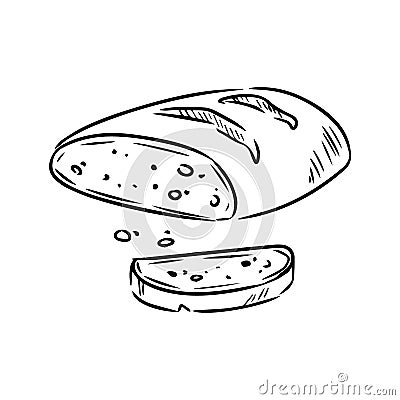 Hand drawn bread sketch doodle. Organic ecological food vector image Vector Illustration