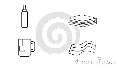 Hand drawn breakfast item set. Cute food illustration in vector Vector Illustration