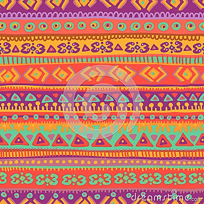 Hand drawn bright and fresh folkloric seamless pattern Vector Illustration