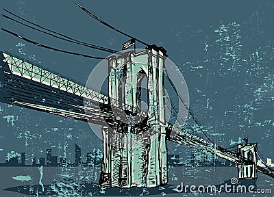 Hand drawn Brooklyn Bridge - vector Vector Illustration