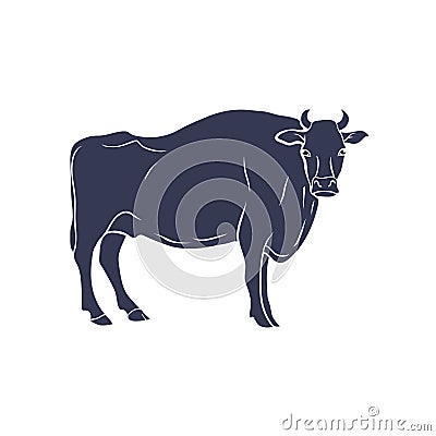 Hand Drawn Bull Illustration isolated on White Background. Vector Vector Illustration