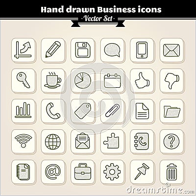 Hand Drawn Business Icons Vector Illustration