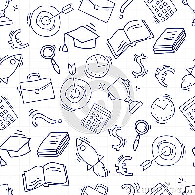 Hand drawn business seamless pattern Vector Illustration