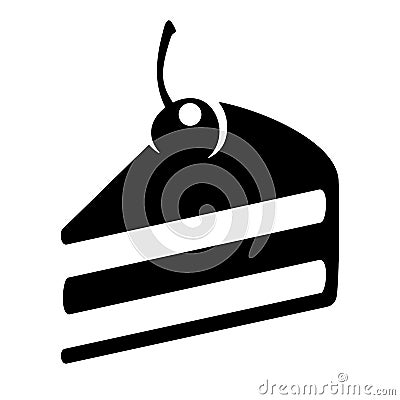 Cake slice icon sign black cherry vector illustration Vector Illustration