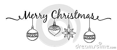 Hand drawn calligraphic Merry Christmas text Vector Illustration