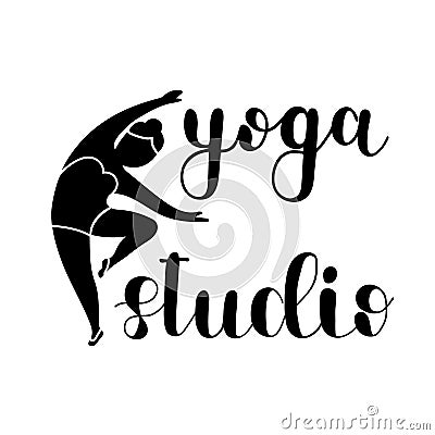 Hand drawn calligraphy lettering. Yoga studio logo Vector Illustration