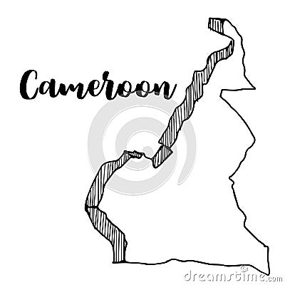 Hand drawn of Cameroon map Cartoon Illustration