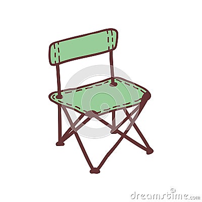 Hand drawn camping chair, sketch colored vector illustration Vector Illustration